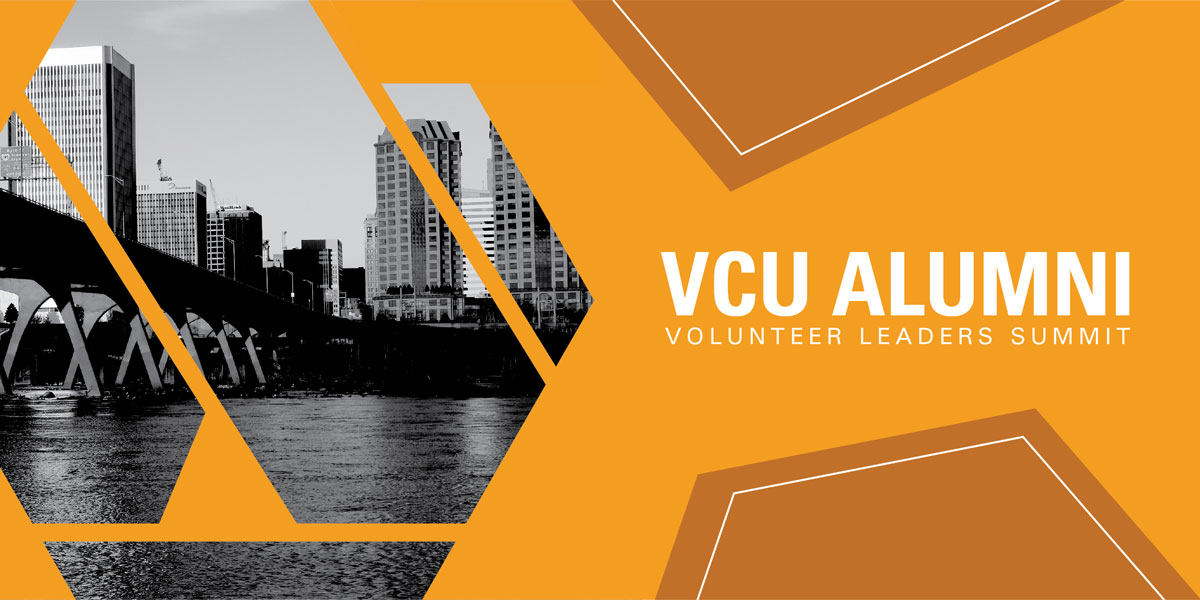 Richmond city skyline with VCU Alumni Volunteer Leaders Summit next to it