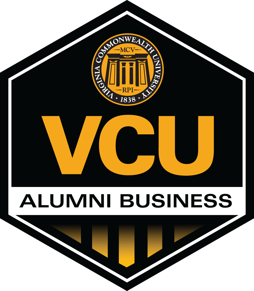 Hexagon-shaped decal that reads 'VCU Alumni Business'