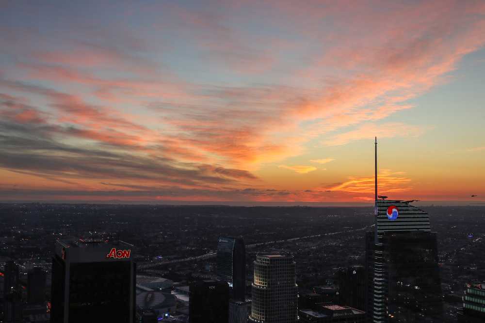 A view of the Seattle sky at dusk.