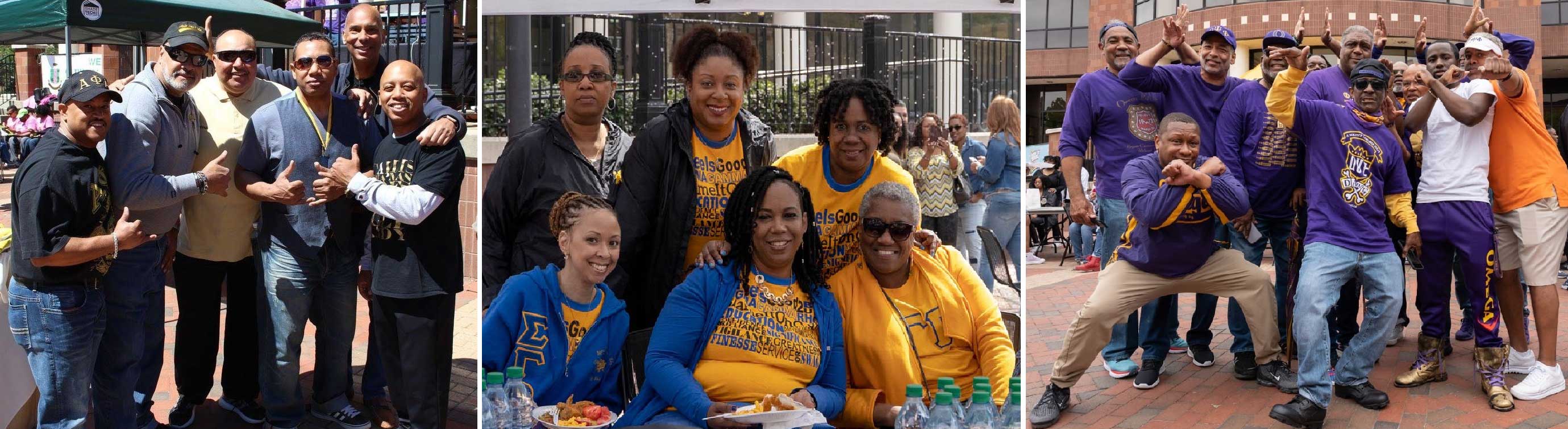 Photos of three greek organizations celebrating their 50th anniversaries