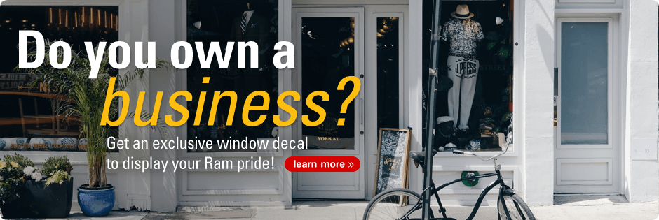 Black and white image with white and gold lettering promoting VCU alumni owned business initiative