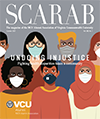 Scarab alumni magazine with an illustration of people of different colors wearing face masks