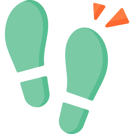 Vector drawing of two footsteps, one with emphasis marks