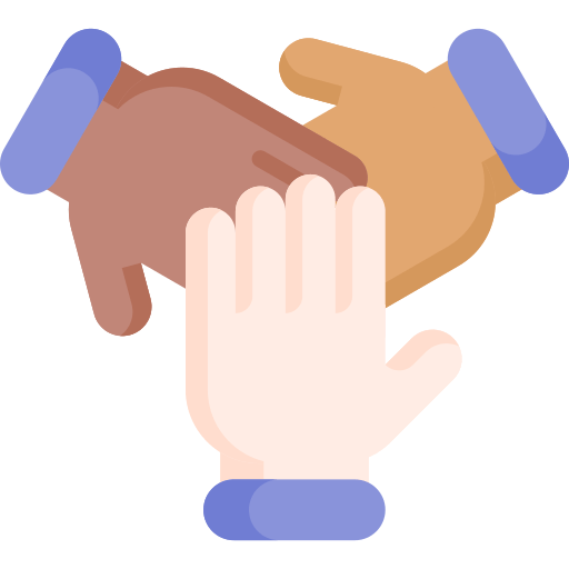 Vector drawing of three hands on top of one another