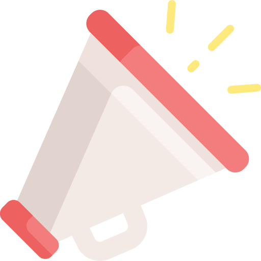 Vector drawing of a megaphone with lines coming out of the horn indicating noise or a voice