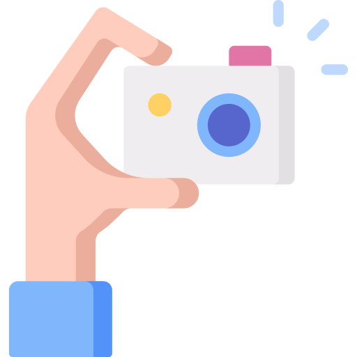 Vector drawing of a selfie--a hand taking a photo and lines to indicate the shutter is going off